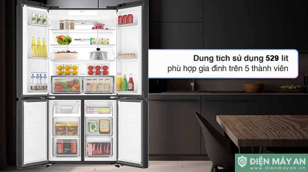 Tủ lạnh Aqua Inverter 4 cánh 529 lít AQR-M600XA(GB)